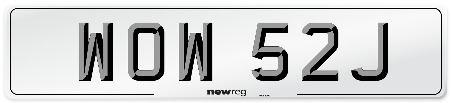 WOW 52J Number Plate from New Reg